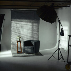 Gray Canvas Backdrop in studio space